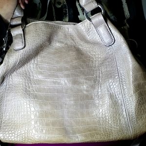 Light gray croco embossed handbag